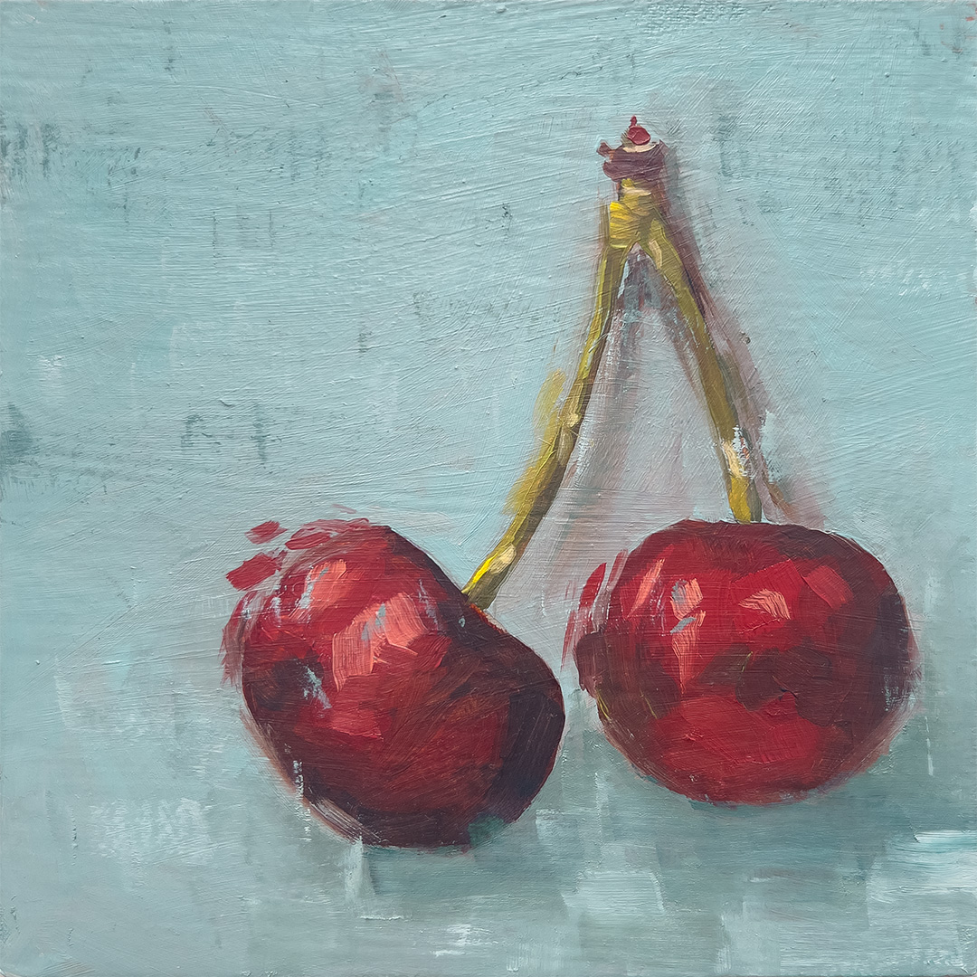 Cherries, 15cm x 15cm, Oil on Canvas, 2025